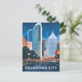 Oklahoma City water kleur skyline Briefkaart (Staand voorkant)