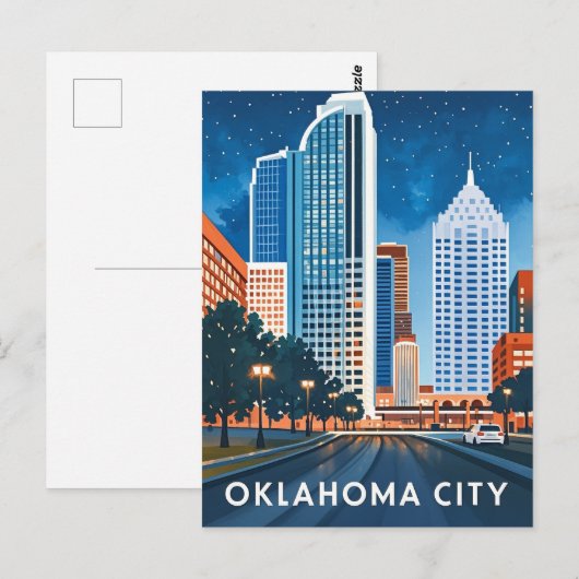 Oklahoma City water kleur skyline Briefkaart (Voorkant / Achterkant)
