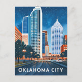 Oklahoma City water kleur skyline Briefkaart (Voorkant)