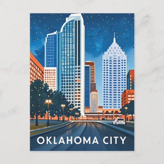 Oklahoma City water kleur skyline Briefkaart (Voorkant)