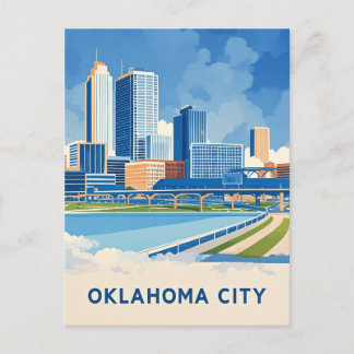 Oklahoma City water kleur skyline Briefkaart