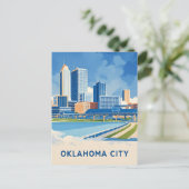 Oklahoma City water kleur skyline Briefkaart (Staand voorkant)