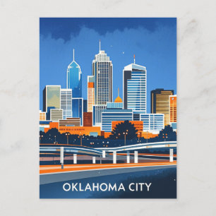 Oklahoma City water kleur skyline Briefkaart