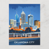 Oklahoma City water kleur skyline Briefkaart (Voorkant)