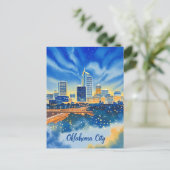 Oklahoma City water kleur skyline Briefkaart (Staand voorkant)