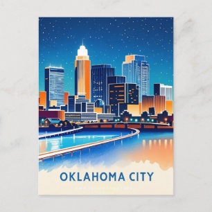 Oklahoma City water kleur skyline Briefkaart