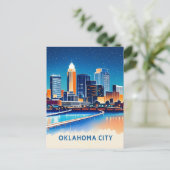 Oklahoma City water kleur skyline Briefkaart (Staand voorkant)
