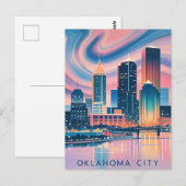 Oklahoma City water kleur skyline Briefkaart (Voorkant / Achterkant)