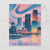 Oklahoma City water kleur skyline Briefkaart (Voorkant)