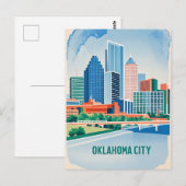 Oklahoma City water kleur skyline Briefkaart (Voorkant / Achterkant)