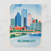 Oklahoma City water kleur skyline Briefkaart (Voorkant)