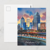 Oklahoma City water kleur skyline Briefkaart (Voorkant / Achterkant)