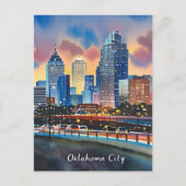 Oklahoma City water kleur skyline Briefkaart (Voorkant)