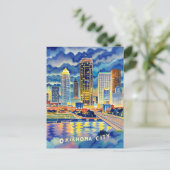 Oklahoma City water kleur skyline Briefkaart (Staand voorkant)