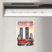 Oklahoma City Waterverf City Silhouette Schilderij Magneet (Insitu (Vaatwasser))