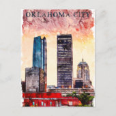 Oklahoma City Waterverf Skyline schilderij Briefkaart (Voorkant)