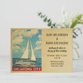 Oklahoma City Wedding Invitation Sailboat Kaart (Staand voorkant)