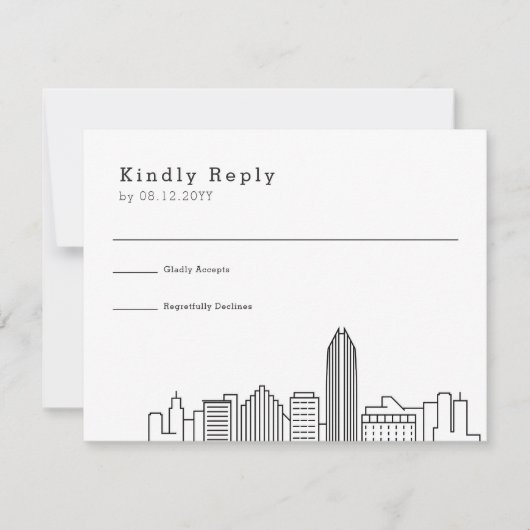 Oklahoma City Wedding | Stijlvolle Skyline RSVP Kaartje (Voorkant)