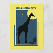 Oklahoma City Zoo Park  Giraffe Geel Blauw Briefkaart (Voorkant)