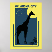 Oklahoma City Zoo Park  Giraffe Geel Blauw Poster (Voorkant)