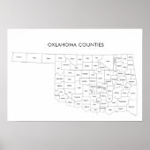 Oklahoma County's kaart met provincienamen Poster (Voorkant)
