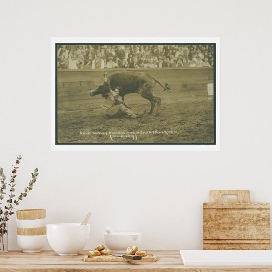Oklahoma Culy buldogging. Poster (Keuken)