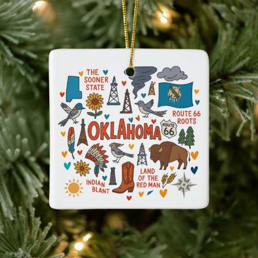 Oklahoma Custom Family Trip Christmas Keramisch Ornament (Boom)