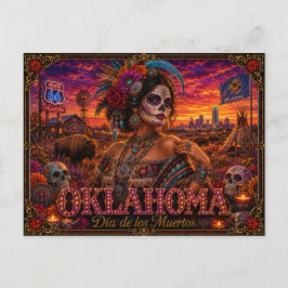 Oklahoma Día de los Muertos Retro Briefkaart