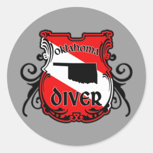 Oklahoma Diver Ronde Sticker
