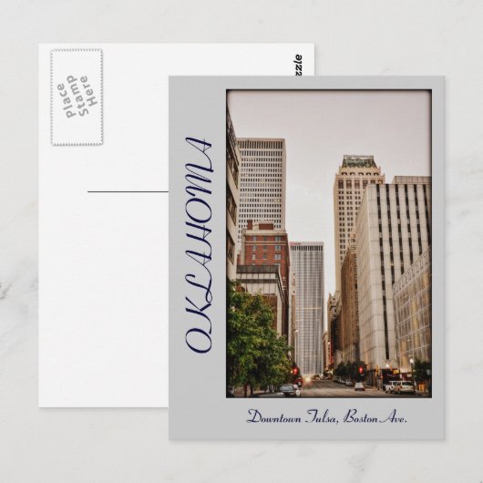 Oklahoma, Downtown Tulsa, Boston Ave, Briefkaart (Voorkant / Achterkant)