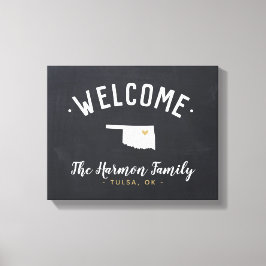 Oklahoma Familie Monogram Welkomstbord Canvas Afdruk