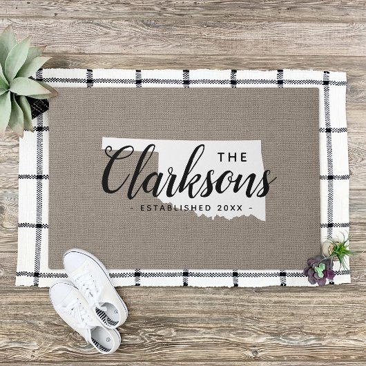 Oklahoma Family Monogram Staat Doormat Deurmat