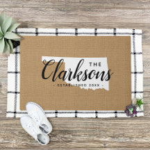Oklahoma Family Monogram Staat Doormat