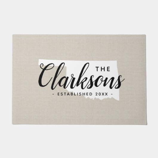 Oklahoma Family Monogram Staat Doormat Deurmat (Voorkant)