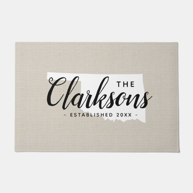 Oklahoma Family Monogram Staat Doormat Deurmat (Voorkant)