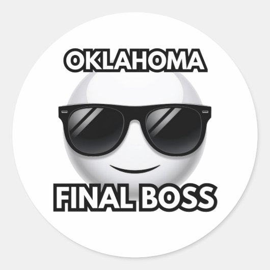 Oklahoma Final Boss Cool Emoji Sticker (Voorkant)