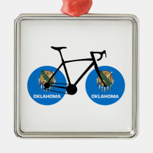 Oklahoma Flag Cycling Metalen Ornament