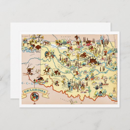 Oklahoma Funny Map Briefkaart (Voorkant / Achterkant)