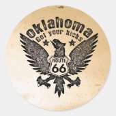 Oklahoma Get Your Kicks Ronde Sticker (Voorkant)