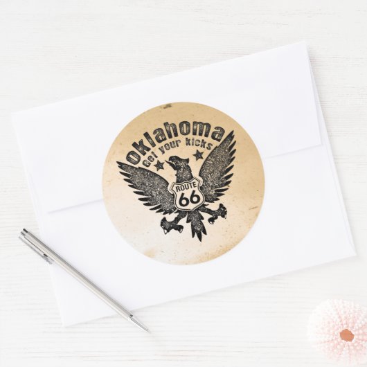 Oklahoma Get Your Kicks Ronde Sticker (Envelop)