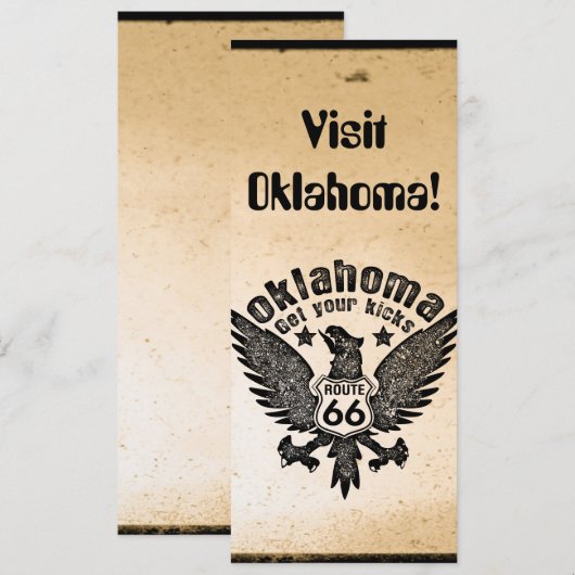 Oklahoma Get Your Kicks Route 66 Kaart (Voorkant / Achterkant)