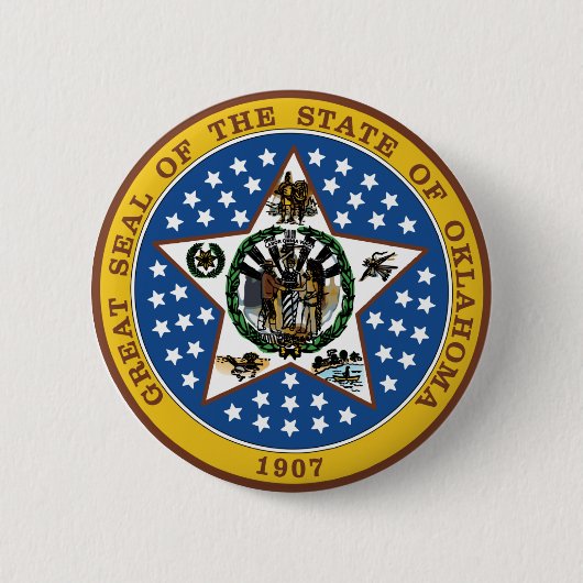 Oklahoma Great Seal Ronde Button 5,7 Cm (Voorkant)