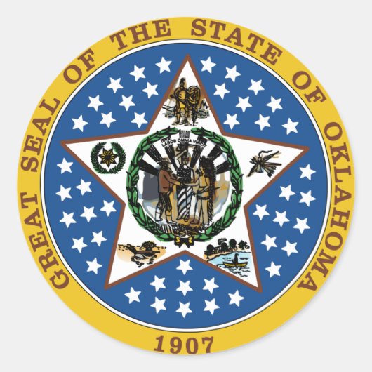 Oklahoma Great Seal Ronde Sticker (Voorkant)