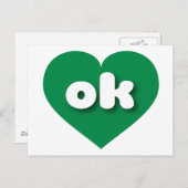 Oklahoma green hart - ik hou van ok briefkaart (Voorkant / Achterkant)