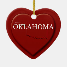 Oklahoma Heart Kaart kerstversiering Keramisch Ornament