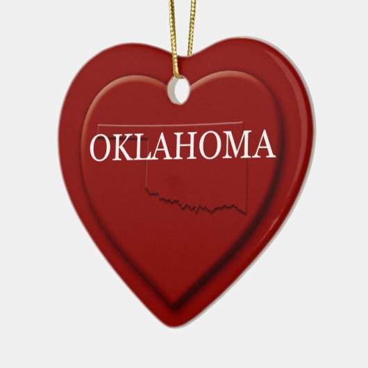 Oklahoma Heart Kaart kerstversiering Keramisch Ornament (Links)