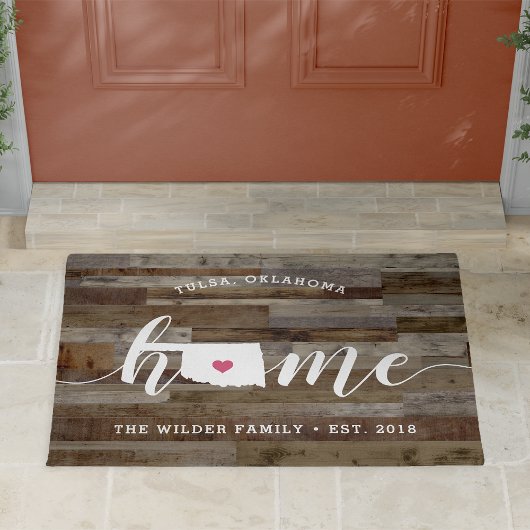 Oklahoma Home State Personalized Wood Kijk uit Deurmat