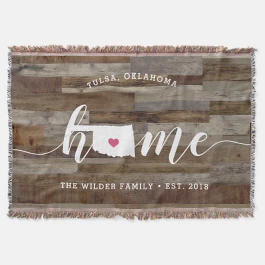 Oklahoma Home State Personalized Wood Look Deken (Voorkant)