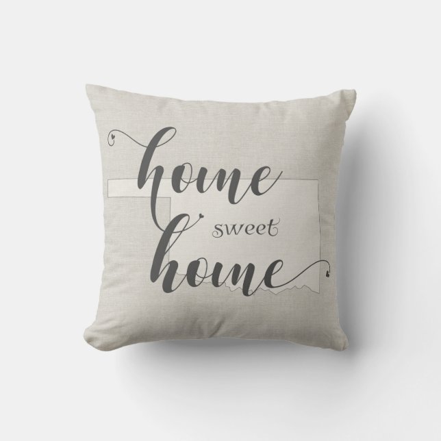 Oklahoma - Home Sweet Home burlap-look Kussen (Voorkant)