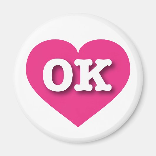 Oklahoma Hot Pink Heart - Ik hou van OK Magneet (Voorkant)